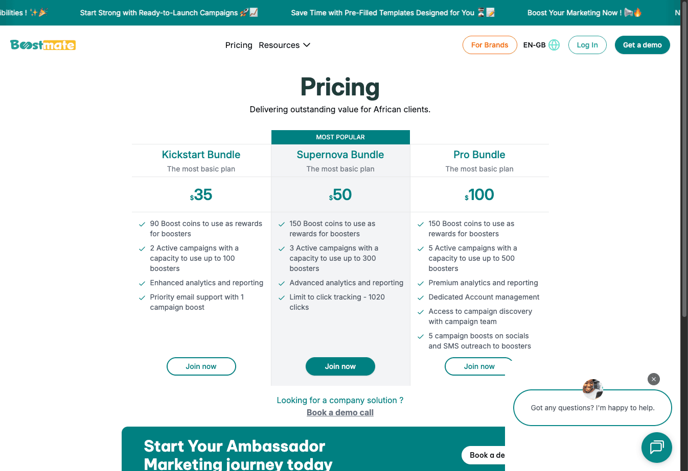 Boostmate Web Pricing